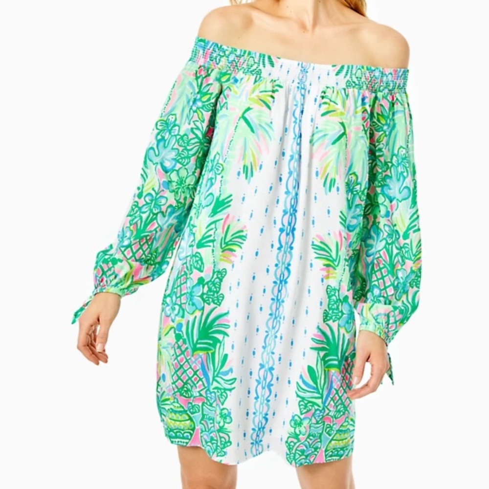 Lily Pulitzer Maryellen Off-The-Shoulder Dress, size Medium